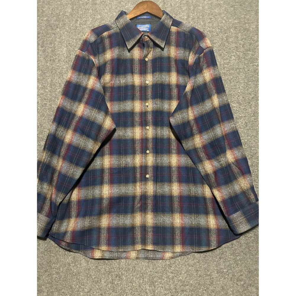 Pendleton virgin wool flannel button up shirt plaid made in usa 2XL read